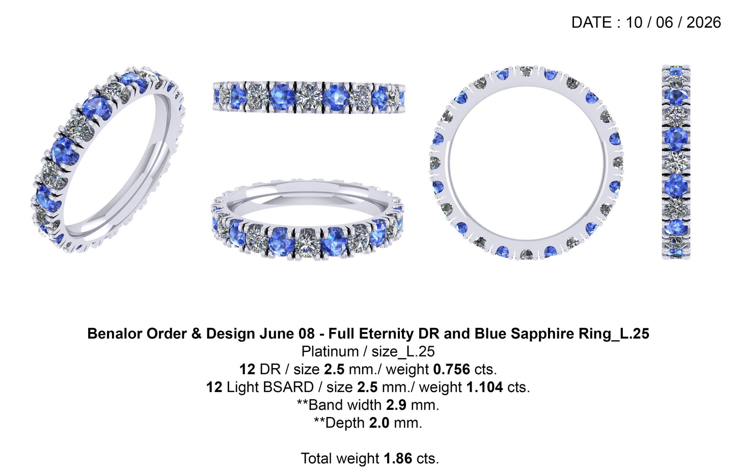 Custom Blue Sapphire Wedding Band Deposit