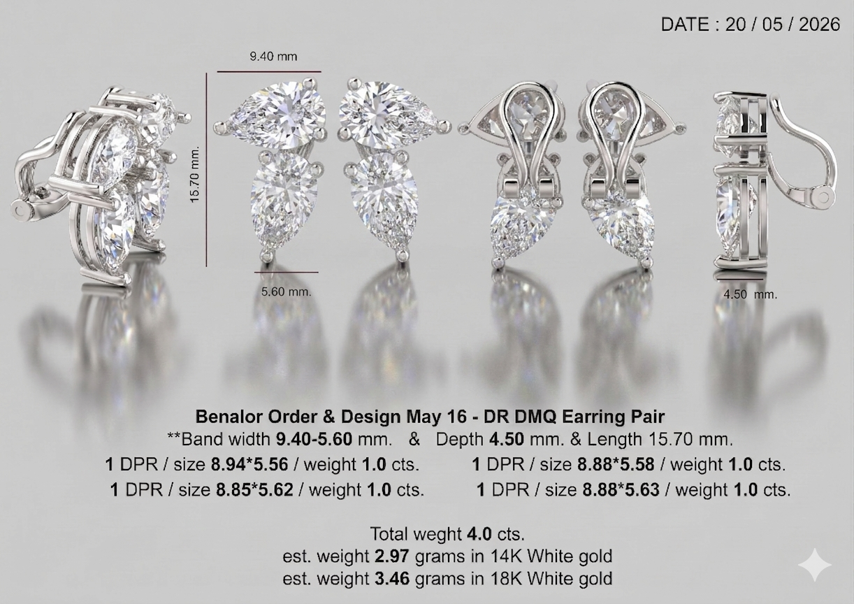 Custom 4 Carat Pear Earrings