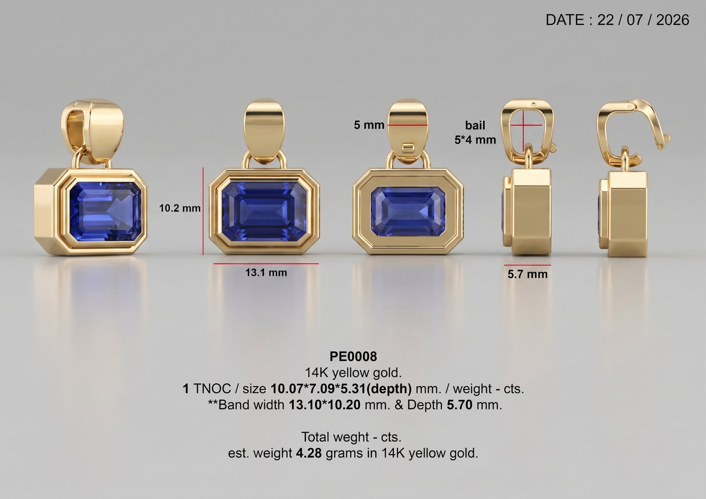 Custom Tanzanite Pendant Deposit
