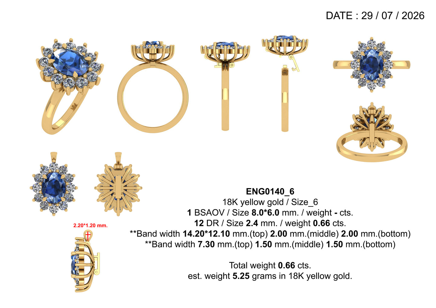 Custom Convertible Blue Sapphire Ring | 18K Yellow Gold | Deposit